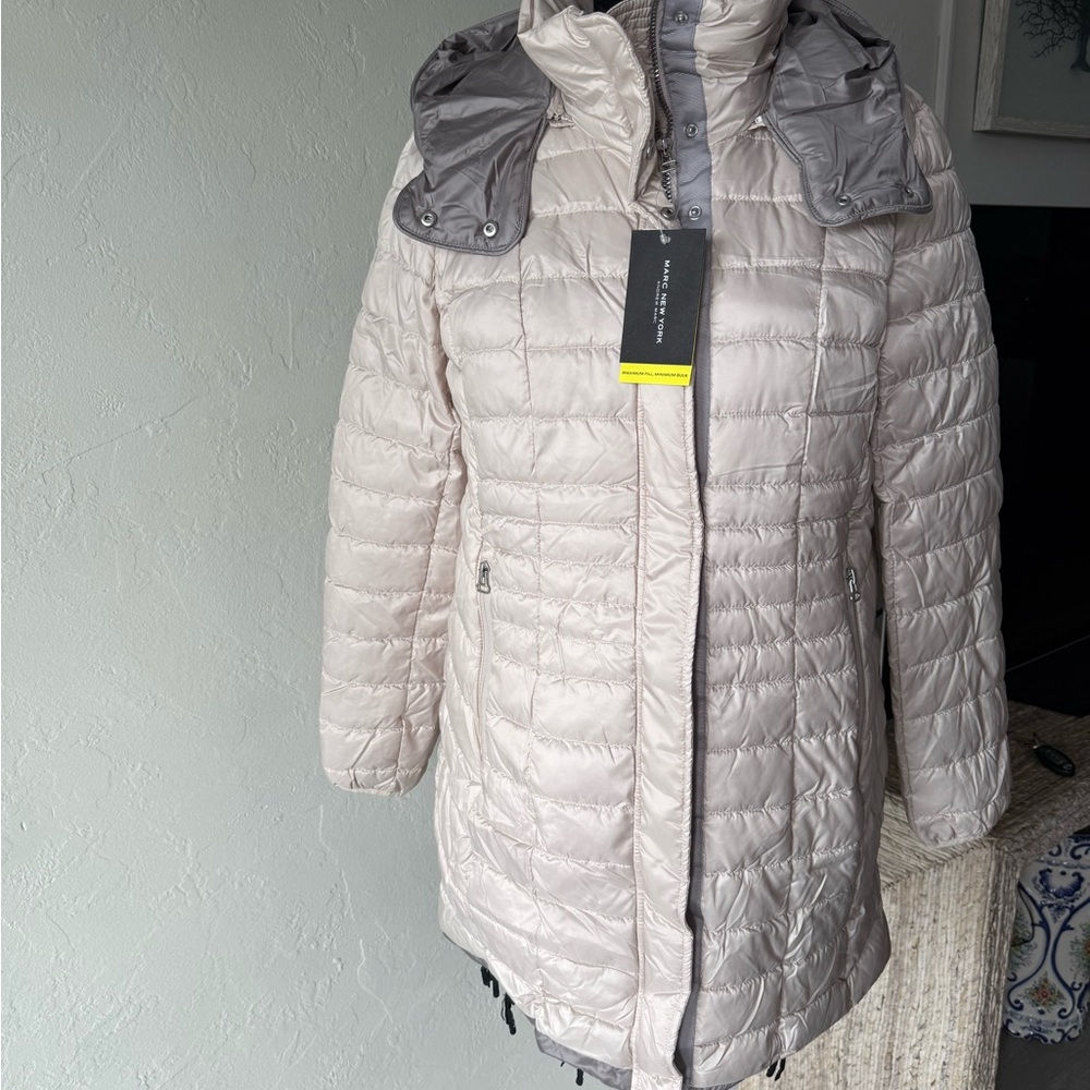 Marc New York Women's Quilted Puffer Jacket - Cream and Gray new size L